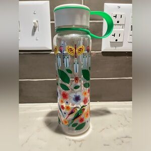 Starbucks Water Bottle Tropical Bugs Ferns Reusable Green Cold Cup 18 oz 2017